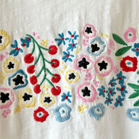 Boden Lena Embroidered White T-Shirt Multicolor Floral Pattern Plus Size 20/22 - Picture 5 of 9